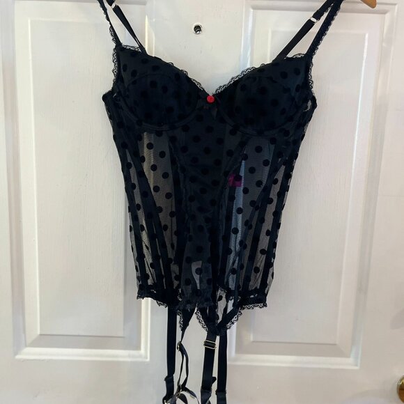 L'Agent By Agent Provocateur Black Rosalyn Basque Push-Up Bustier Sz 34B - Picture 3 of 12